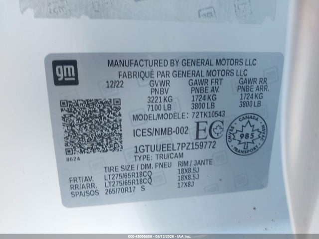 1GTUUEEL7PZ159772 GMC Sierra 1500 At4