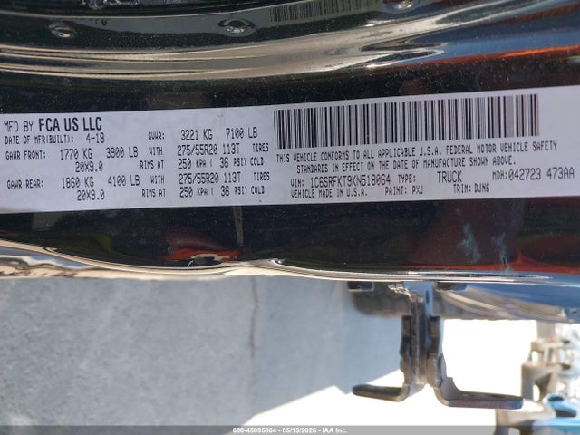 Продажа на аукционе авто 2019 Ram 1500 Longhorn  4x4 5'7 Box, vin: 1C6SRFKT9KN518064, номер лота: 45095864