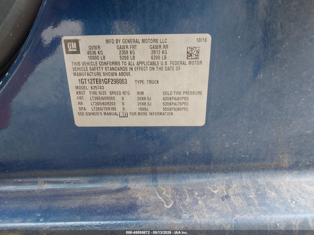 Продаж на аукціоні авто 2016 Gmc Sierra 2500hd Slt, vin: 1GT12TE81GF298063, номер лоту: 45095872