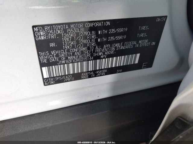 2024 Toyota Rav4 Prime Xse მანქანა იყიდება აუქციონზე, vin: JTMFB3FV3RD215144, აუქციონის ნომერი: 45095910