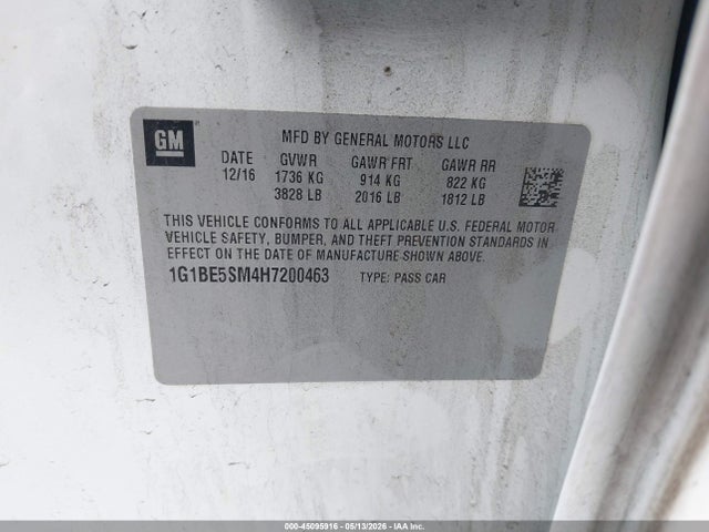 1G1BE5SM4H7200463 Chevrolet Cruze Lt Auto