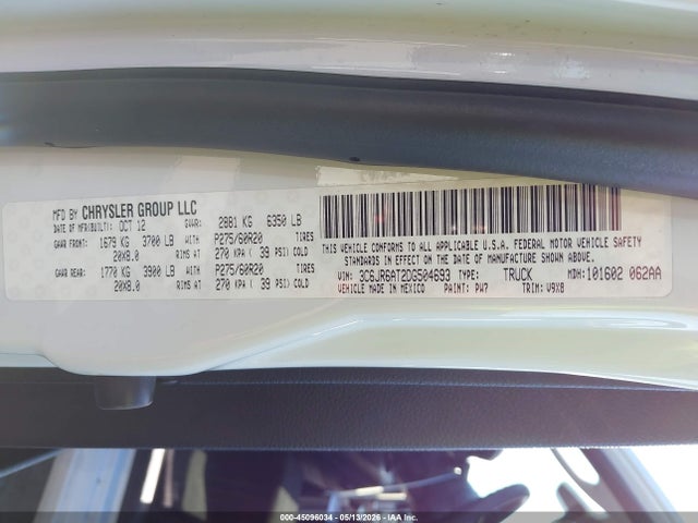 2013 Ram 1500 Express მანქანა იყიდება აუქციონზე, vin: 3C6JR6AT2DG504693, აუქციონის ნომერი: 45096034