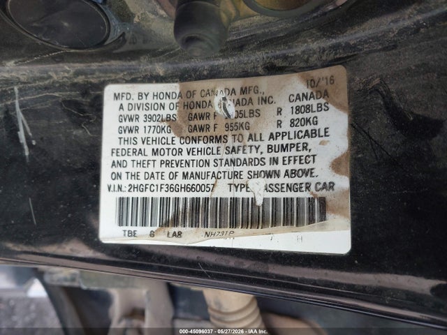 Honda Civic Ex-t 2016 2HGFC1F36GH660057 Image 9