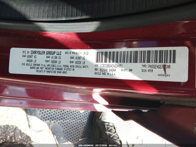 Aukcja sprzedaży 2012 Chrysler 200 Touring, vin: 1C3CCBBG4CN234051, numer aukcji: 45096048