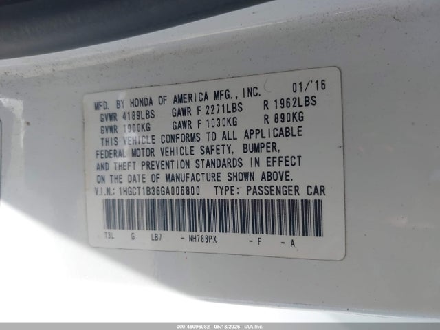 1HGCT1B36GA006800 Honda Accord Lx-s