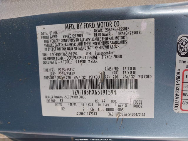 Продажа на аукционе авто 2006 Ford Mustang Gt, vin: 1ZVFT85HX65191594, номер лота: 45096107