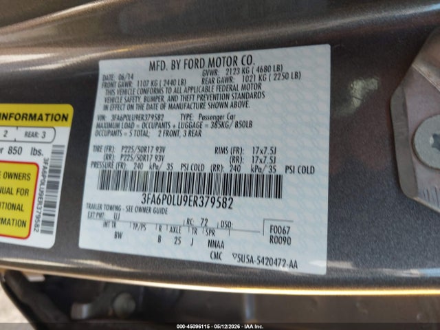 Ford Fusion Hybrid Se 2014 3FA6P0LU9ER379582 Image 9