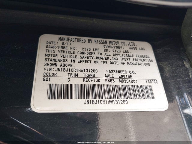 Aukcja sprzedaży 2017 Nissan Rogue Sport Sv, vin: JN1BJ1CR1HW131200, numer aukcji: 45096119