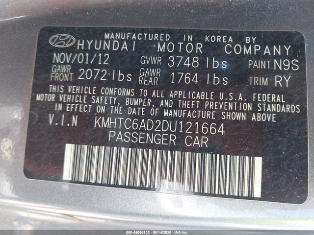 Продаж на аукціоні авто 2013 Hyundai Veloster Base W/black, vin: KMHTC6AD2DU121664, номер лоту: 45096122