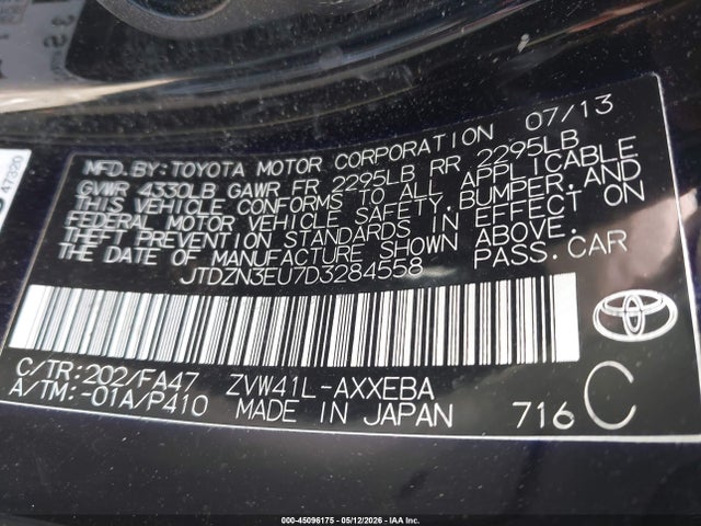 Продаж на аукціоні авто 2013 Toyota Prius V Two, vin: JTDZN3EU7D3284558, номер лоту: 45096175