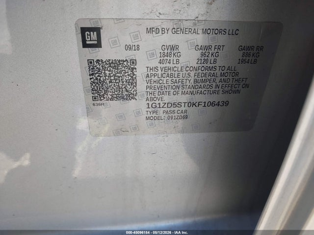 1G1ZD5ST0KF106439 Chevrolet MALIBU LT