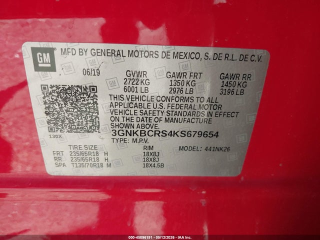 Chevrolet Blazer 2019 3GNKBCRS4KS679654 Image 9