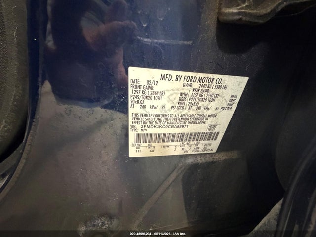 Aukcja sprzedaży 2012 Ford Edge Limited, vin: 2FMDK3KC9CBA88971, numer aukcji: 45096204