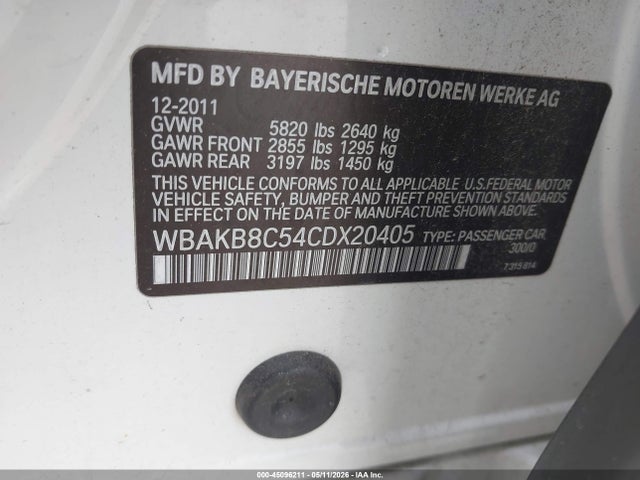 Продаж на аукціоні авто 2012 Bmw 750li, vin: WBAKB8C54CDX20405, номер лоту: 45096211