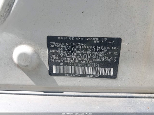Продаж на аукціоні авто 2009 Subaru Forester 2.5x, vin: JF2SH61609H763191, номер лоту: 45096215