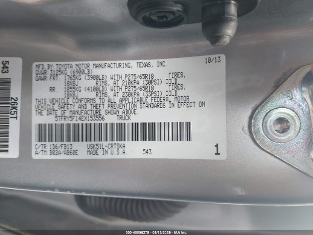 2014 Toyota Tundra Sr5 5.7l V8 მანქანა იყიდება აუქციონზე, vin: 5TFRY5F14EX153556, აუქციონის ნომერი: 45096278