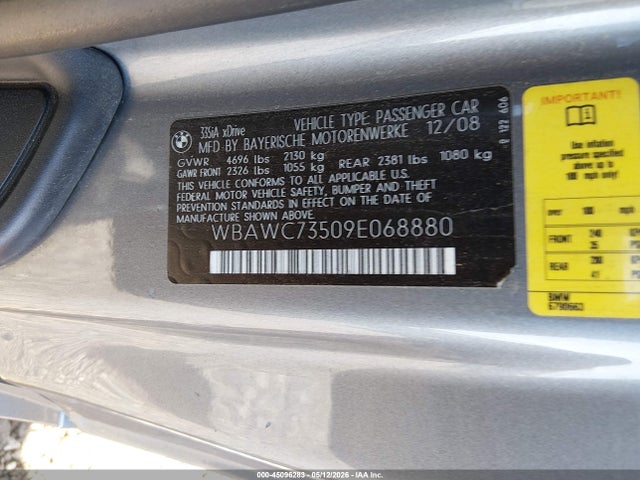 Aukcja sprzedaży 2009 Bmw 335i Xdrive, vin: WBAWC73509E068880, numer aukcji: 45096283