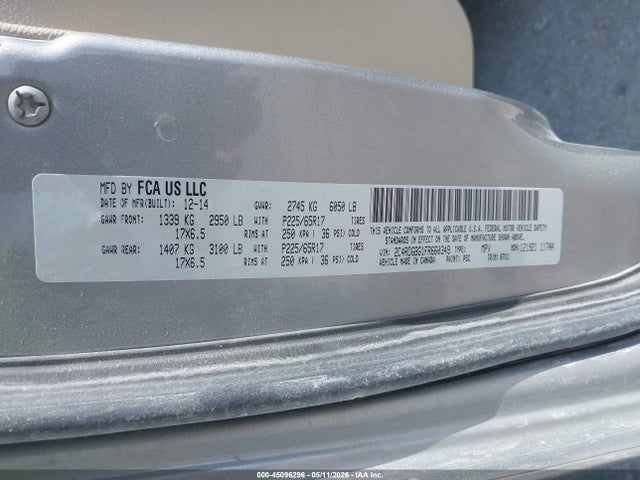 45096296 :رقم المزاد ، 2C4RDGBG1FR660349 vin ، 2015 Dodge Grand Caravan Se مزاد بيع