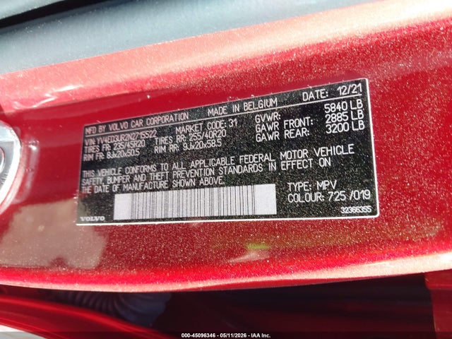 YV4ED3UR2N2715522 Volvo Xc40 Recharge Pure Electric P8 Twin Plus