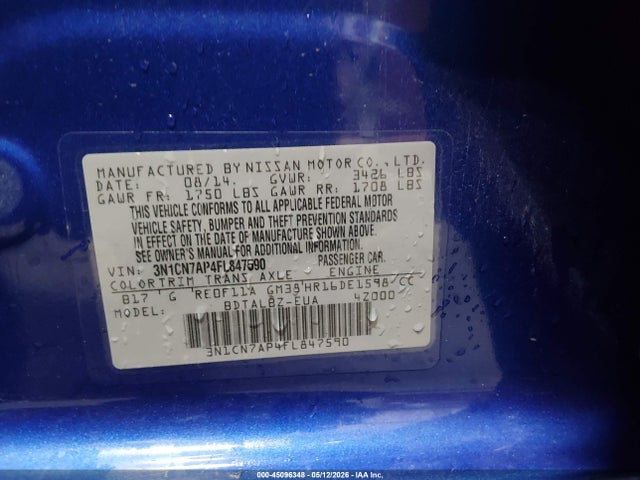 Nissan Versa 1.6 Sv 2015 3N1CN7AP4FL847590 Image 9