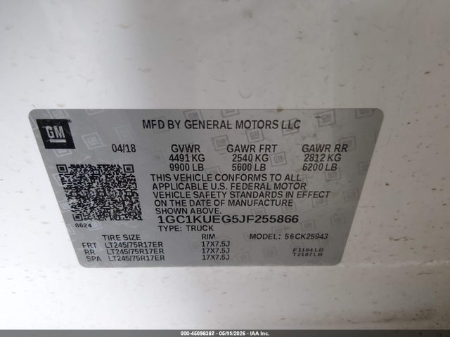 Продажа на аукционе авто 2018 Chevrolet Silverado 2500hd Wt, vin: 1GC1KUEG5JF255866, номер лота: 45096387