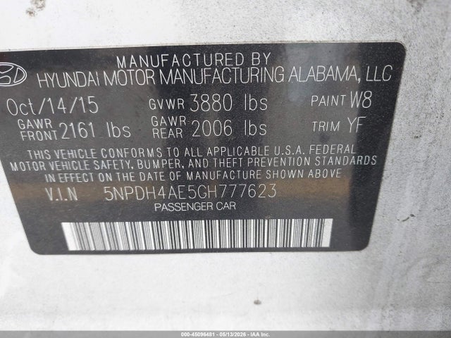 Hyundai ELANTRA SE 2016 5NPDH4AE5GH777623 Image 9