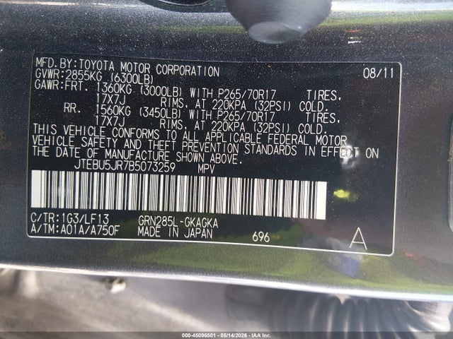 Продаж на аукціоні авто 2011 Toyota 4runner Sr5 V6, vin: JTEBU5JR7B5073259, номер лоту: 45096501