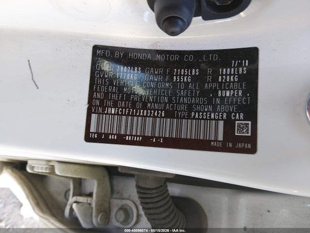 JHMFC1F71JX032426 Honda Civic Ex-l
