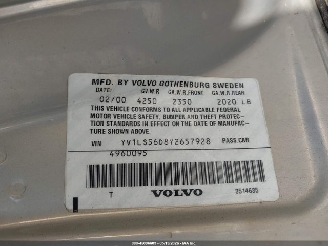 Продаж на аукціоні авто 2000 Volvo S70 Glt/glt Se, vin: YV1LS56D8Y2657928, номер лоту: 45096603