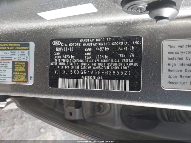 Aukcja sprzedaży 2014 Kia Optima Sxl Turbo, vin: 5XXGR4A68EG285521, numer aukcji: 45096633