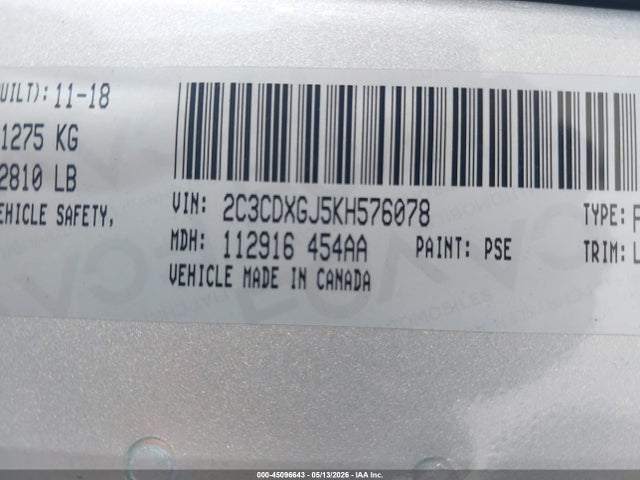 Aukcja sprzedaży 2019 Dodge Charger Scat Pack Rwd, vin: 2C3CDXGJ5KH576078, numer aukcji: 45096643