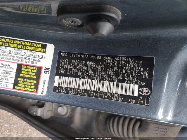 2T1BURHE8FC427118 Toyota COROLLA L