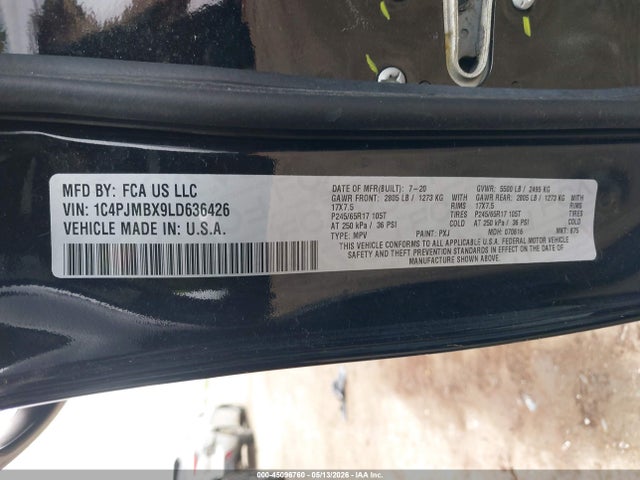 Продажа на аукционе авто 2020 Jeep Cherokee Trailhawk 4x4, vin: 1C4PJMBX9LD636426, номер лота: 45096760