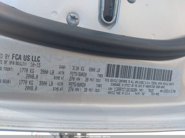 2016 Ram 1500 Big Horn მანქანა იყიდება აუქციონზე, vin: 1C6RR7GT1GS156284, აუქციონის ნომერი: 45096794