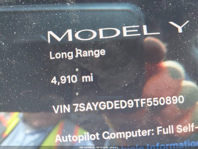 45096819 :رقم المزاد ، 7SAYGDED9TF550890 vin ، 2026 Tesla Model Y Premium Rear-wheel Drive/standard Rear-wheel Drive مزاد بيع