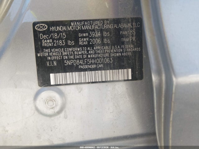 Aukcja sprzedaży 2017 Hyundai Elantra Limited, vin: 5NPD84LF5HH001063, numer aukcji: 45096862