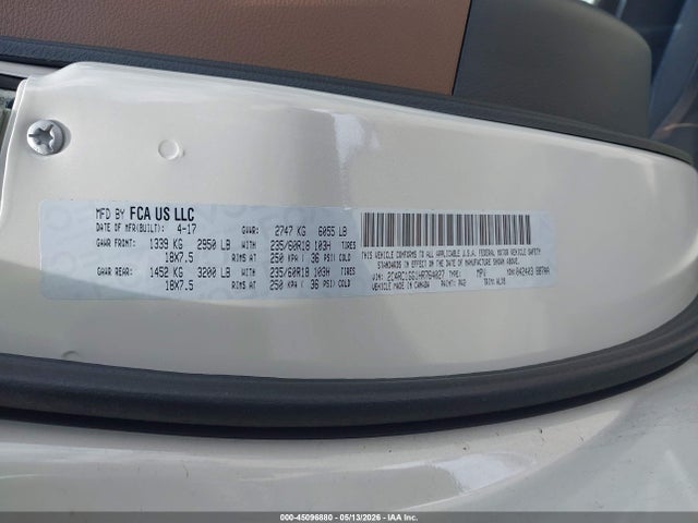 Aukcja sprzedaży 2017 Chrysler Pacifica Limited, vin: 2C4RC1GG1HR764027, numer aukcji: 45096880