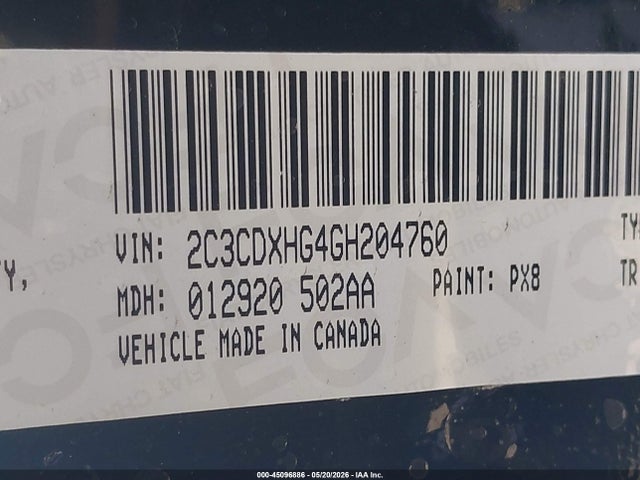 Продажа на аукционе авто 2016 Dodge Charger Sxt, vin: 2C3CDXHG4GH204760, номер лота: 45096886
