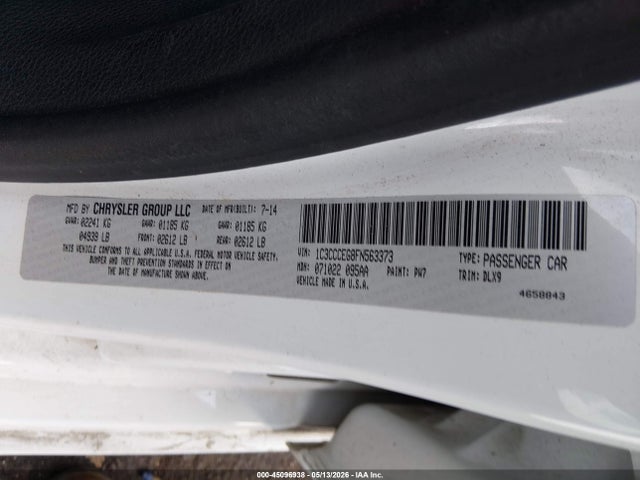 Aukcja sprzedaży 2015 Chrysler 200 C, vin: 1C3CCCEG8FN563373, numer aukcji: 45096938