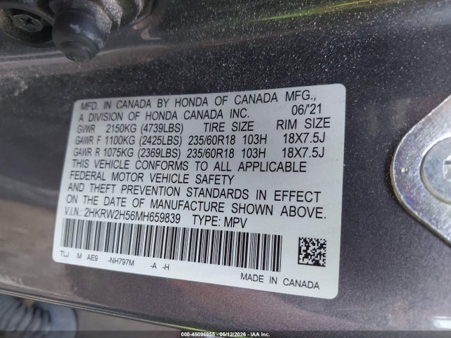 2HKRW2H56MH659839 Honda Cr-v Awd Ex