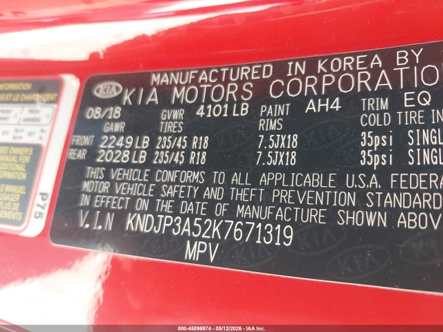 Продажа на аукционе авто 2019 Kia Soul +, vin: KNDJP3A52K7671319, номер лота: 45096974