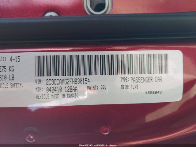45097003 :رقم المزاد ، 2C3CCAAG2FH830154 vin ، 2015 Chrysler 300 Limited مزاد بيع