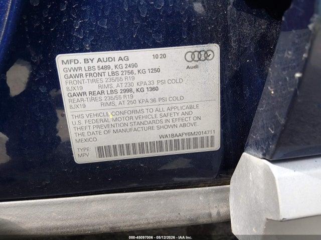 Aukcja sprzedaży 2021 Audi Q5 Premium Plus 45 Tfsi Quattro S Tronic, vin: WA1BAAFY6M2014711, numer aukcji: 45097006