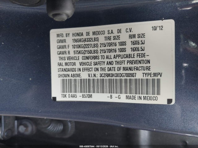 Aukcja sprzedaży 2013 Honda Cr-v Lx, vin: 3CZRM3H3XDG700907, numer aukcji: 45097044