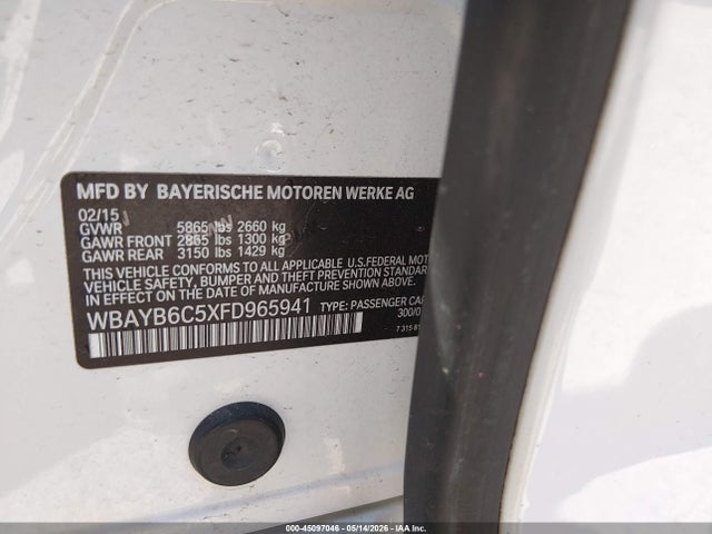 2015 Bmw 750i Xdrive მანქანა იყიდება აუქციონზე, vin: WBAYB6C5XFD965941, აუქციონის ნომერი: 45097046