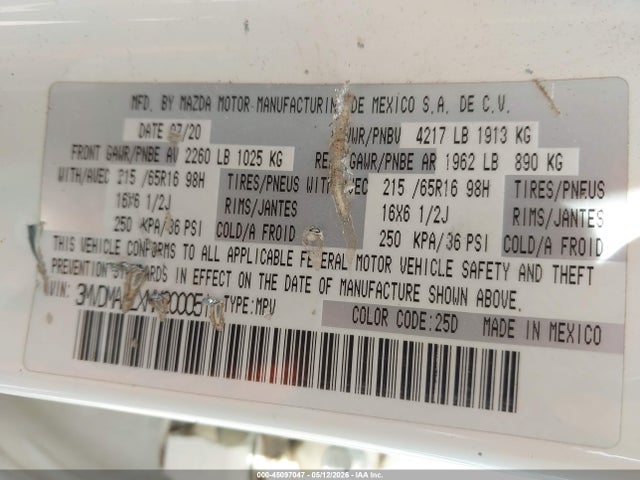 45097047 :رقم المزاد ، 3MVDMAALXMM200051 vin ، 2021 Mazda Cx-30 2.5 S مزاد بيع