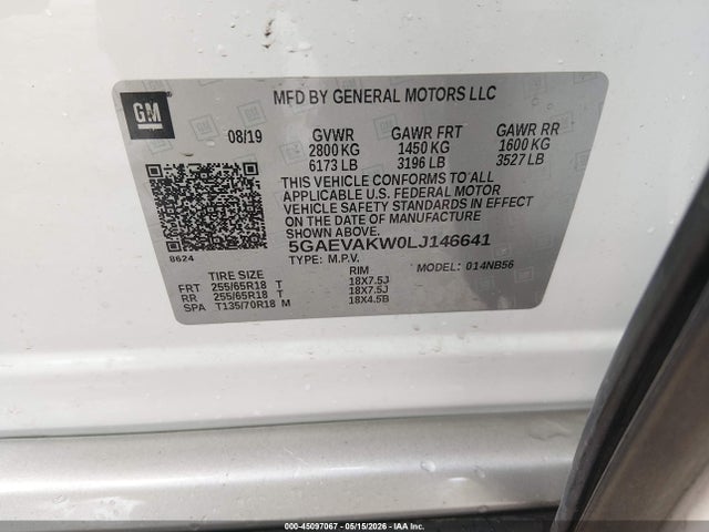 45097067 :رقم المزاد ، 5GAEVAKW0LJ146641 vin ، 2020 Buick Enclave Awd Essence مزاد بيع