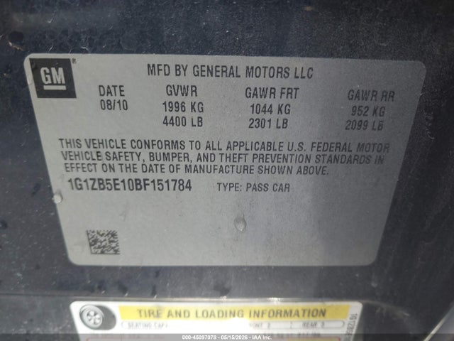 Aukcja sprzedaży 2011 Chevrolet Malibu Ls, vin: 1G1ZB5E10BF151784, numer aukcji: 45097078