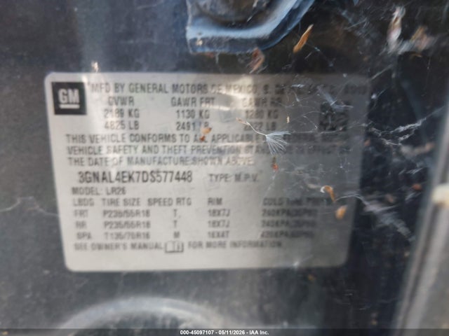 2013 Chevrolet Captiva Sport Ltz მანქანა იყიდება აუქციონზე, vin: 3GNAL4EK7DS577448, აუქციონის ნომერი: 45097107
