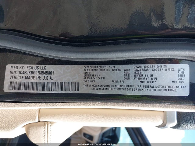 Продажа на аукционе авто 2024 Jeep Grand Cherokee L Limited 4x4, vin: 1C4RJKBG1R8545861, номер лота: 45097148